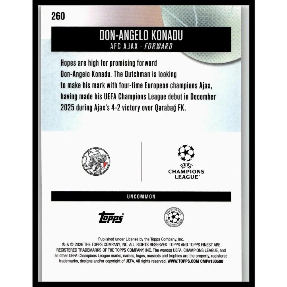 2025-26 Finest UEFA Don-Angelo Konadu #260 Ajax Uncommon Rookie